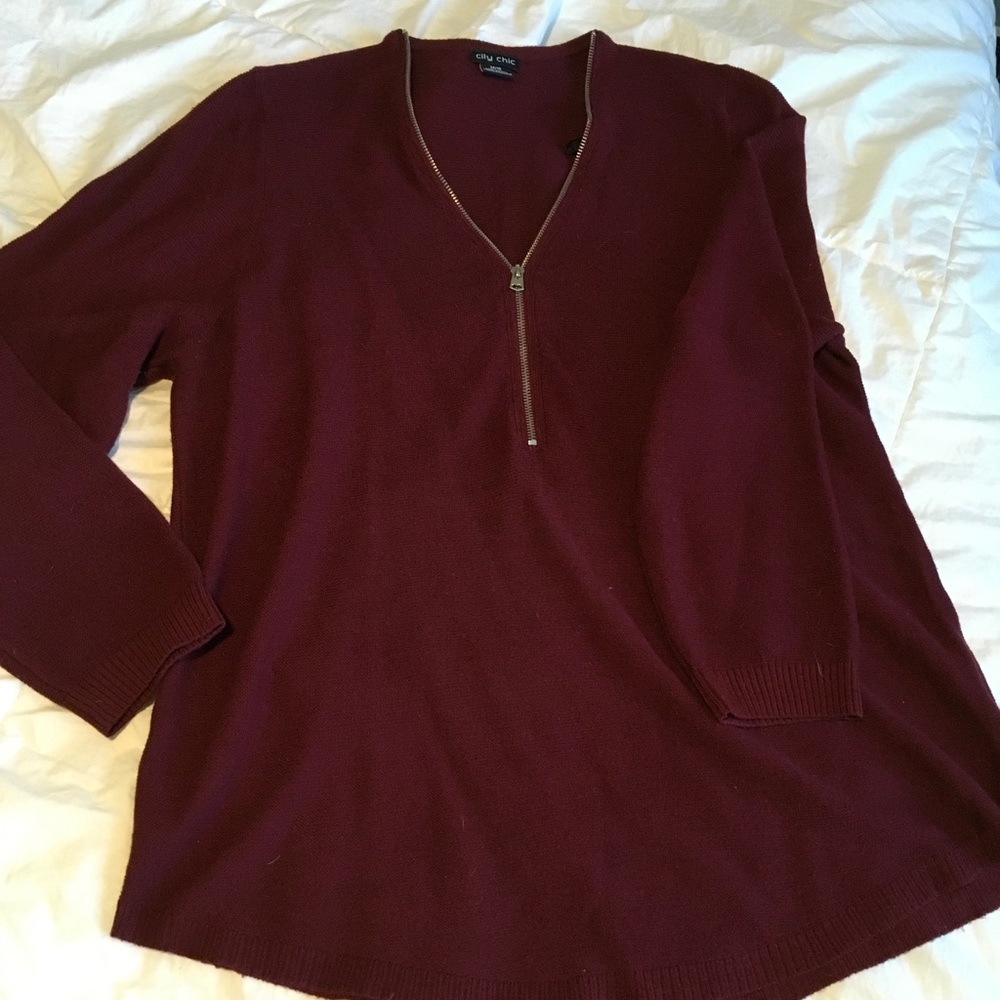 City chic cranberry high low sweater plus size